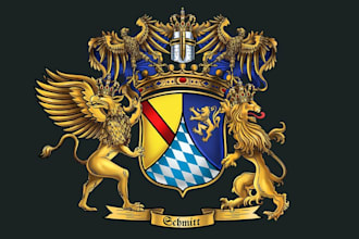design hand drawn coat of arms, family crest, heraldic logo