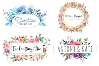 do hand drawn line art botanical floral feminine beauty boho and wedding logo