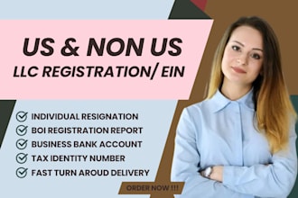 do US llc registration, ein number, boi report and dissolve llc