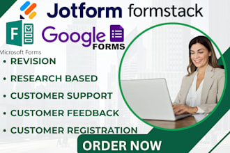 set up online form jotform, google form,type form,cognito form, online survey