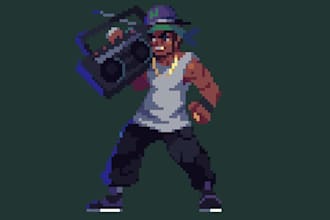 do 2d sprite sheet character pixel art for game assets