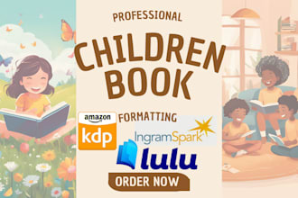 format proofread design your children book for KDP lulu ingramspark paperback