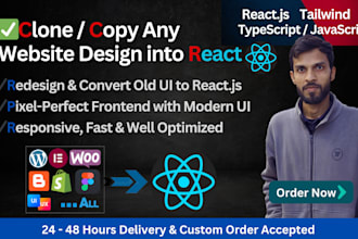 copy clone website or redesign website with react, tailwind