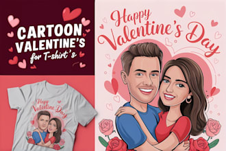 draw couple portrait to vector illustration for valentine