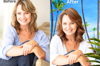 do ai photoshop portrait editing, old photo restoration colorizing bg removal