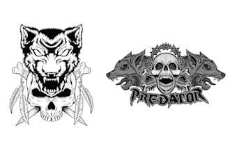 make creative skull wolf logo