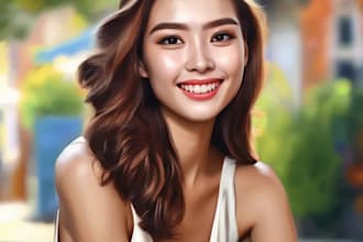 draw realistic digital oil painting from your photo