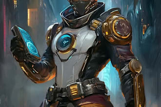 create a distinctive scifi or game character illustration