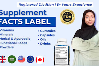 design UK, eu and fda compliant supplement fact labels