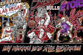 do hand drawn skull and skeleton warren lotas style
