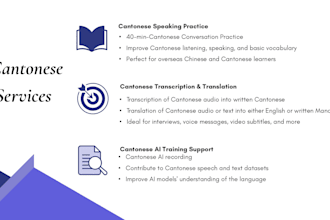 offer cantonese transcription, speaking practice and ai training