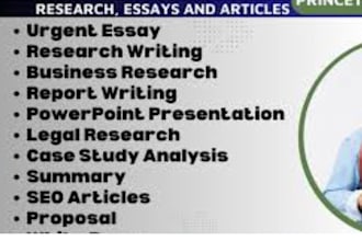 write quality research, summary, case studies, reports and powerpoint
