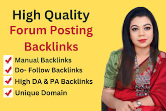 manually do 55 forum posting backlinks to 55 unique forum posting websites