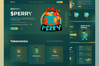 design a meme coin website, crypto token landing page or nft site, coinbase