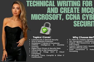 do technical writing for IT and create mcqs, microsoft, ccna cyber security
