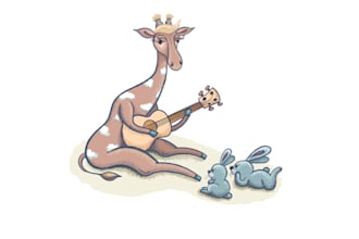 design unique giraffe guitar player logo
