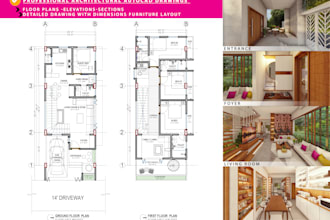 draw architectural floor plans in autocad, archicad , revit