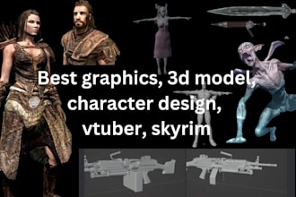 create 3d game characters and models for aloyastudio, nsfw, ue5 rig, skyrim game