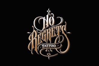 design hand lettering tattoo shop logo