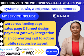 design responsive wordpress landing page website elementor pro kajabi sales page
