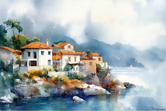 draw a watercolor house painting