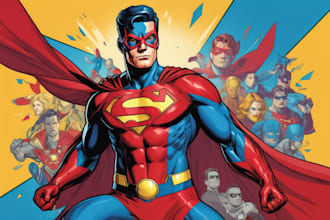 illustrate a superhero pop art portrait
