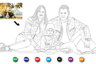 draw line sketch from any picture for the coloring book drawing