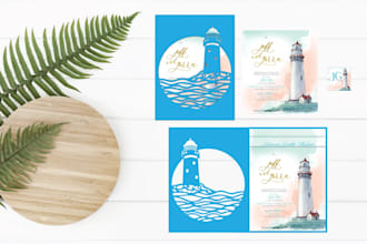 design wedding invitation, event card, and postcards