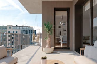 elevate 3d exterior villa, cabin, corona render, balcony, site plan,360 panorama