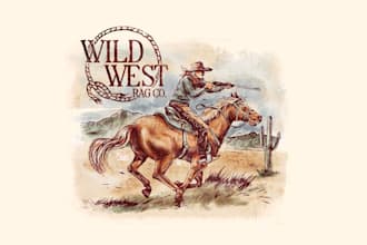 design hand drawn vintage western wild west rag co logo