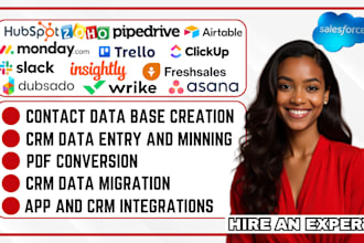 do CRM data entry data mining on zoho clickup asana hubspot trello salesforce