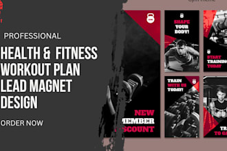 design canva ebook, health and fitness pdf lead magnet, workout plan, freebie