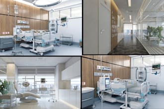 render dental clinic interior, pharmacy and clinic interior, healthcare centre