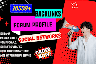 make 16500 social networks and forum profile SEO backlinks