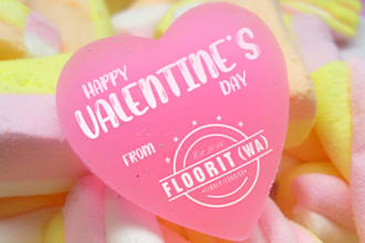 put your logo or text on a valentine heart candy image