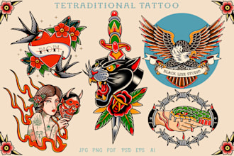 create old school or traditional tattoo style design