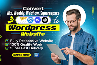 redesign convert clone transfer wix, webflow, squarespace to wordpress website