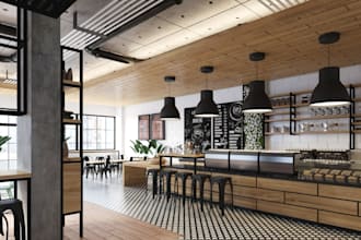 do 3d coffee spot design, restaurant, café, bar, lounge design