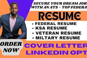 write federal resume, ksa response for military, veteran, executive and usajobs