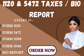 prepare and file US tax forms 1120, 1065, and 1040