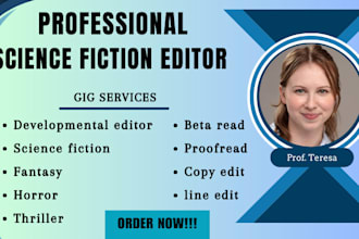beta read, proofread, edit thriller, literary, horror, science fiction fantasy