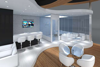 do unreal engine trade show booth, 3d kiosk rendering