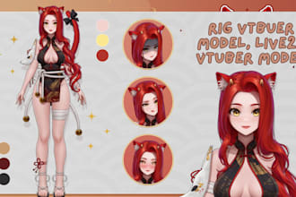 rig vtuber model 2d vtuber model, live2d anime vtuber
