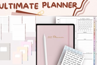 design unique etsy digital planner etsy hyperlinked planner etsy digital journal