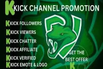 kick channel promotion, kick followers, kick chatters, steam game promotion kcip