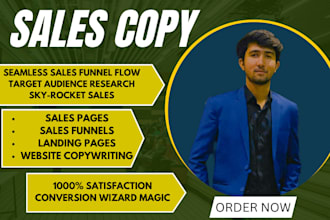 copywrite sales copy for landing pages, sales pages, sales funnels