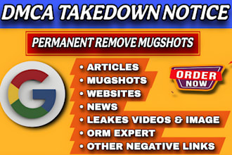 remove permanently mugshots defamatory content, article,news,cases from google