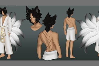 draw reference sheet of your vtuber model, fursona furry, oc anime anthro feral