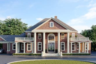 renovate 3d classic villa home design,day and night render,facade apartment,skp