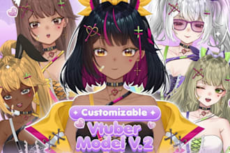 draw and rig custom anime chibi vtuber character sheet, pngtuber, overlay, emote